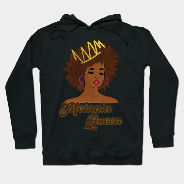 Melanin Afro Queen Art Drawing Hoodie by blackartmattersshop